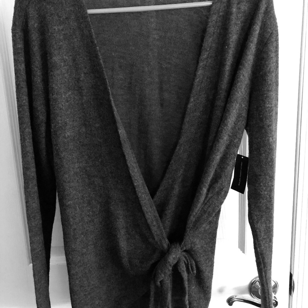 Gray Neely Wrap Tie Sweater